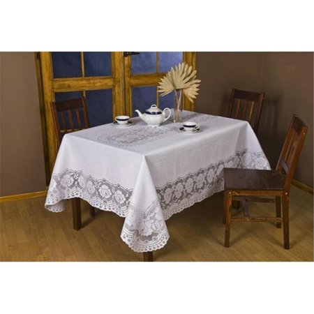 FASTFOOD 90 in. European Lace Table Cloth, Ivory FA2570120